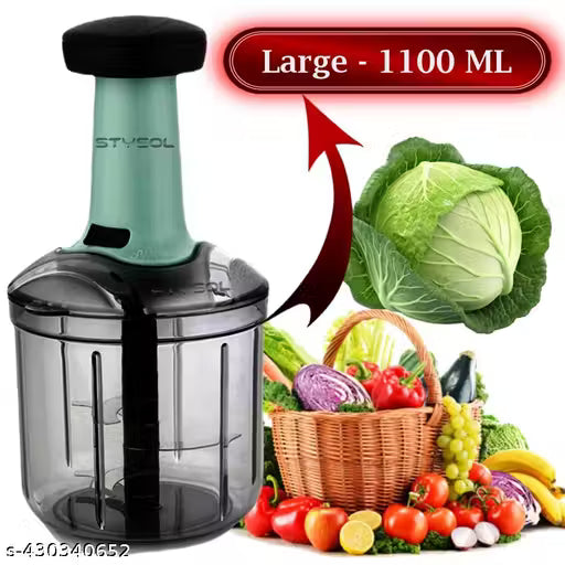 Push Chopper, Hand Press Chopper Vegetables with stainless steel Blades