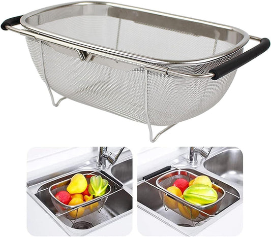 Strainer Sink Basket Stainless Steel Oval Colander Over The Sink Colander
